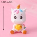 Decorazione per torta con unicorno che tiene una stella 6,5 cm Figura per torta Unicorno seduto con stella Decorazione arcobaleno per festa 2