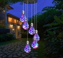 Decorazione sospesa solare a LED 6 lampadine 50 cm plastica illuminazione multicolore per giardino balcone e interni 3