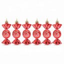 Decorazioni natalizie di zucchero Caramelle 6 pezzi Con chiusura dorata e cordino Altezza 9 cm Superficie lucida con spirale Colore rosso-bianco 6