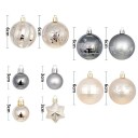 Decorazioni Natalizie Moderne 44 pz 3 - 6 cm Sfere e Stelle Grigio Oro per Albero di Natale Decorazioni di Diverse Dimensioni 2