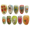 Decorazioni per manicure 25,6–18,3 mm Forma a mandorla 12 dimensioni 24 unghie finte lucide con motivi carini e colla 1