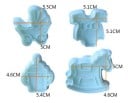 Decupatoare 3D pentru marțipan și turtă dulce cu motive pentru copii: cărucior, body, sticluță și cal de lemn. Set din plastic 4 bucăți. Dimensiune 3