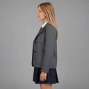 Déguisement uniforme scolaire pour adultes Veste avec blason Chemise Cravate et jupe Polyester Gris blanc rouge et bleu marine Pour carnaval 6