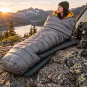 Deka de penas ultraleve Komfort a partir de 10 °C Dimensões 194 x 134 cm Penas de pato 850 FP e nylon 10D Cinza e amarelo Para acampamento e caminhadas 3