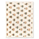 Deken voor het inwikkelen van baby's 100 x 75 cm met een pluizige kant en bruine teddyberen in groene kleding op een crèmekleurige achtergrond 3
