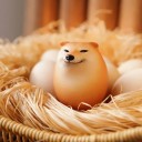 Dekoracja Shiba Inu z jajkiem z PVC 4,5×6 cm zabawna figurka antystresowa z realistycznymi szczegółami 4