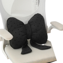 Dekorační polštářek ve tvaru mašle puntíkovaný textilní s dlouhými stuhami designový doplněk na sedačku postel 5