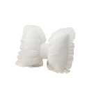 Dekorační polštářek ve tvaru mašle s volánkovým lemem textilní strukturovaný designový doplněk na sedačku postel obývací pokoj 4