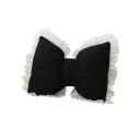 Dekorační polštářek ve tvaru mašle s volánkovým lemem textilní strukturovaný designový doplněk na sedačku postel obývací pokoj 2