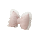 Dekorační polštářek ve tvaru mašle s volánkovým lemem textilní strukturovaný designový doplněk na sedačku postel obývací pokoj 3