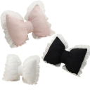 Dekorační polštářek ve tvaru mašle s volánkovým lemem textilní strukturovaný designový doplněk na sedačku postel obývací pokoj 1