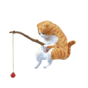 Dekoration till akvariet 4 cm Mini Skotsk vikta öron röd katt med fisk Mikro figur figur Kreativ prydnad Djur fiskarscen 1