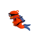 Dekoration till akvarium 6 x 3,5 cm Mini figur figur av en orange dykare med flytande kula Snöre för upphängning Akvarieprydnad Säker material 2