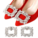 Dekorativ spænde til stiletter med markant rhinestone ramme 6 cm metal med clips pynt til sko elegant tilbehør til skoændring 2