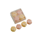 Dekorative Rosenkerzen Set 4 Stück 3,7 x 3 cm Wachskerzen ohne Rauch in Geschenkverpackung für Dekoration und Geschenke 4