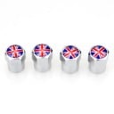 Dekorative ventilkapsler til dæk med motiv af det britiske flag Aluminiumskrop Sekskantet form Blank metaloverflade Sæt med 4 stk. 6