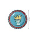 Dekorativer Keramikteller Durchmesser 20,3 cm Keramik blau mit Motiv einer Figur mit Krone unter Tasse und Servieren 2