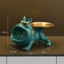 Dekorativní buldog odkládací miska na šperky a drobnosti 25x14.5x16 cm designový stojan pes se zlatou miskou a brýlemi 5