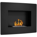 Dekorativní nástěnný bioetanolový krb černý zaoblený 66 x 16 x 52 cm z nerezové oceli výkon 2000 W pro doplňkové vytápění 15-20 m² 1