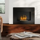 Dekorativní nástěnný bioetanolový krb černý zaoblený 66 x 16 x 52 cm z nerezové oceli výkon 2000 W pro doplňkové vytápění 15-20 m² 3
