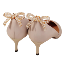 Dekorativní spona na lodičky mašlička s kamínky 6×4 cm kov s připínacím klipem ozdoba na boty elegantní doplněk obuvi 4