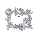 Dekorativní spona na lodičky zdobený obdélník s kamínky 6x5 cm kov stříbrná připínací klip ozdoba na boty elegantní doplněk 1