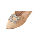 Dekorativní spona na lodičky zdobený obdélník s kamínky 6x5 cm kov stříbrná připínací klip ozdoba na boty elegantní doplněk 2