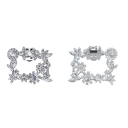 Dekorativní spona na lodičky zdobený obdélník s kamínky 6x5 cm kov stříbrná připínací klip ozdoba na boty elegantní doplněk 3