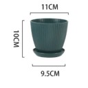 Dekoratívny okrúhly kvetináč s podnosom 11 x 10 x 9,5 cm Živicový odolný obal na živé rastliny Vonkajšia aj vnútorná dekorácia 9