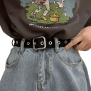 Δημοφιλής μαύρη υφασμάτινη ζώνη 105 x 3,2 εκ. Unisex με μεταλλικό κούμπωμα Ρυθμιζόμενη υφασμάτινη ζώνη Μοντέρνο αξεσουάρ Παντελόνια Τζιν Σορτς 2