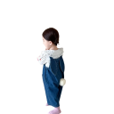 Denim Dungarees for Babies and Girls with Sleeveless Design, Bunny Ears and Tail Cotton Summer Dungarees with Pockets and Shoulder 3