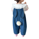 Denim Dungarees for Babies and Girls with Sleeveless Design, Bunny Ears and Tail Cotton Summer Dungarees with Pockets and Shoulder 7