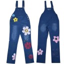 Denim jumpsuit för kvinnor med blommor 2