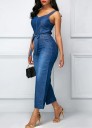 Denim jumpsuit för kvinnor med remmar 3
