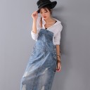 Denim midi-jurk met slabbetje 2