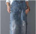 Denim midi-jurk met slabbetje 4