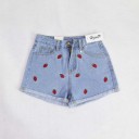 Denim-Shorts für Frauen mit Marienkäfern J1084 11