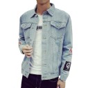 Denimjacka för män med tryck A1490 10