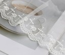 Dentelle en filet brodée avec motif de croix 7 cm x 91 cm Ruban décoratif en coton-polyester pour la couture de vêtements rideaux textile 2