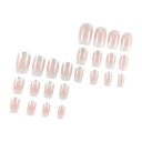 Design Nail Tips 24 pcs Adhesive Artificial Nails for Home Manicure Square Shape French Ombre Finish with Glitter 2