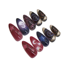 Designová sada 24 ozdobných nehtů ve 12 velikostech 25,6–18,3 mm Mandlový tvar Lesklé povrchy Barevné vzory Lepidlo a lešticí páska 4