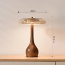 Designová stolní lampa houbovitého tvaru, 31.5 x 22 cm, 12W, studené bílé světlo, dřevo se skleněným kloboukem, hnědá, do ložnice 4