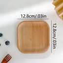 Desserttallrik med rundade hörn 12,8 x 12,8 cm av massivt trä ljusbrun fyrkantig bricka för servering av desserter och snacks 3