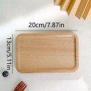 Desserttallrik med rundade hörn 20 x 13 cm av massivt trä ljusbrun rektangulär bricka för servering av desserter och snacks 2