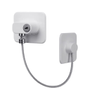 Dětská bezpečnostní pojistka s ocelovým lankem 260 mm samolepicí zámek 70×70 mm pro nábytek dveře okna spotřebiče 1