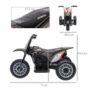 Dětská elektrická motorka se třemi koly a baterií 6 V 4 Ah s rychlostí 3 km/h a klaksonem 71 x 40,5 x 43,5 cm černo-bílá s nosností 25 kg 2