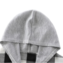 Detská kostkovaná košela s kapucňou Bavlna Polyester Dívčí a chlapčenský kabátik na jar a jeseň Dlhý rukáv Štýlová bunda na gombíky 6