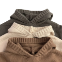 Dětská pletená mikina s kapucí a kapsami Bavlna a polyester Jednobarevný vintage svetr s dlouhým rukávem pro chlapce i dívky Různé barvy 5