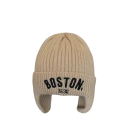 Detská pletená zimná ušanka Boston 1–3 roky Polyesterová teplá čiapka s klapkami na uši a výšivkou Mäkka zimná čiapka pre deti 4