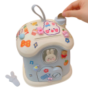 Dětská pokladnička s králíčkem a dvířky, slot na mince 200 × 183 × 155 mm, uzamykatelná, včetně klíčků a dekorací pro děti 2